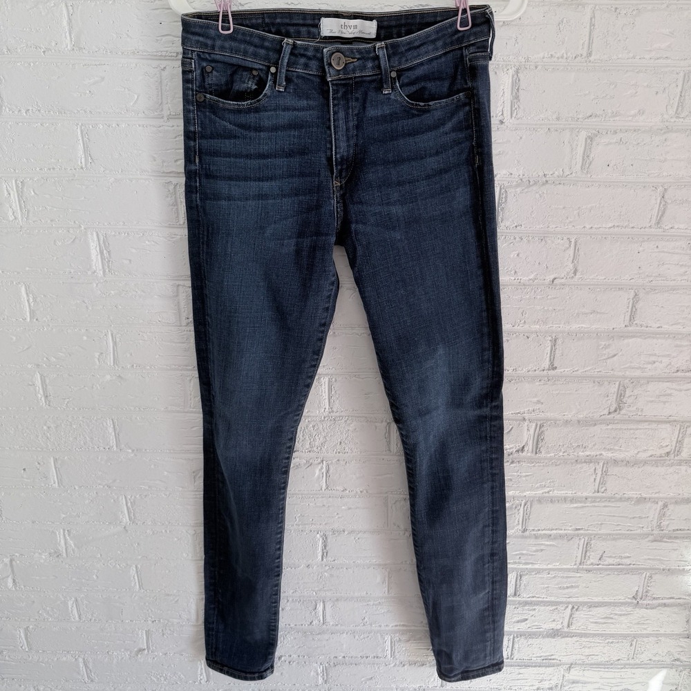 THVM‎ Skinny Jeans Blue Denim Dark Wash Wash Women's Regular Size 29 5-Pocket